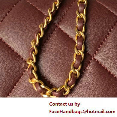 CHANEL Shiny Lambskin, Imitation Pearls  &  Gold-Tone Metal Mini Flap Bag AS4986 burgundy 2025